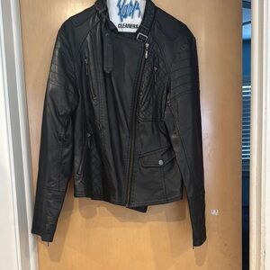 Max Jeans Quilted Black Leather Jacket